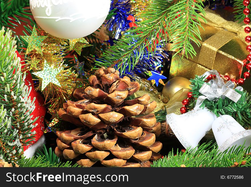 Christmas decoration with a cedar cone. Christmas decoration with a cedar cone.