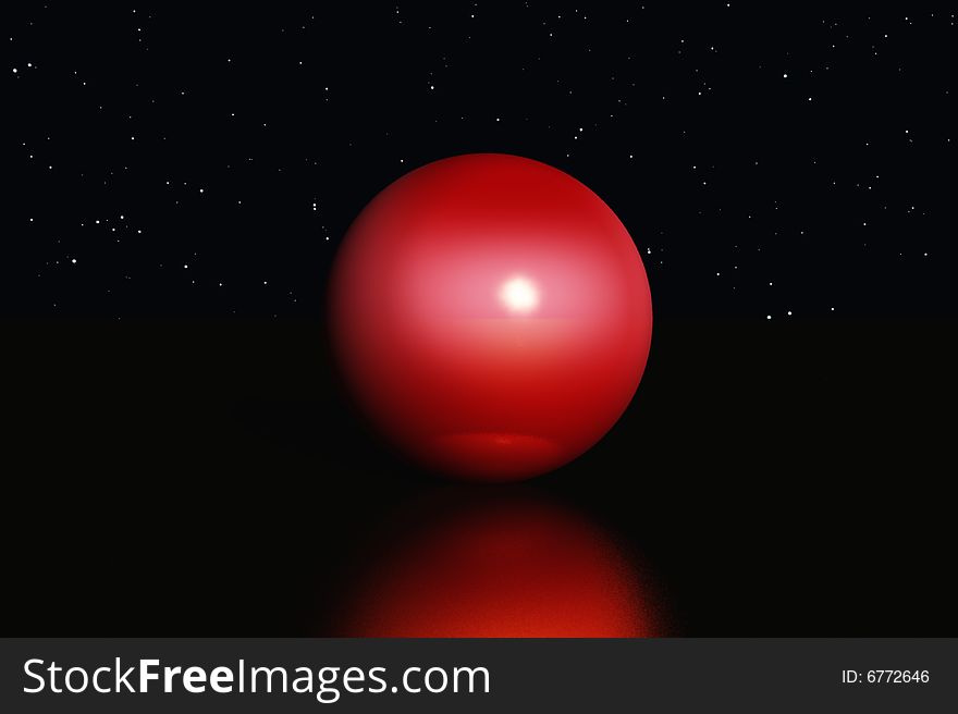 Illustration of a bright red ball against the night sky. Illustration of a bright red ball against the night sky.