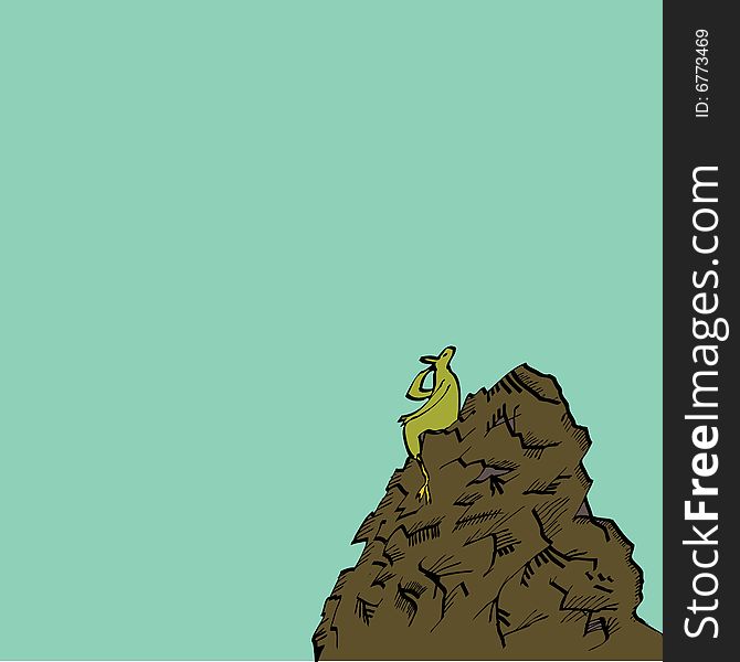 A fully scalable vector illustration of someone thinking on a mountain. Jpeg and Illustrator AI file included. A fully scalable vector illustration of someone thinking on a mountain. Jpeg and Illustrator AI file included.