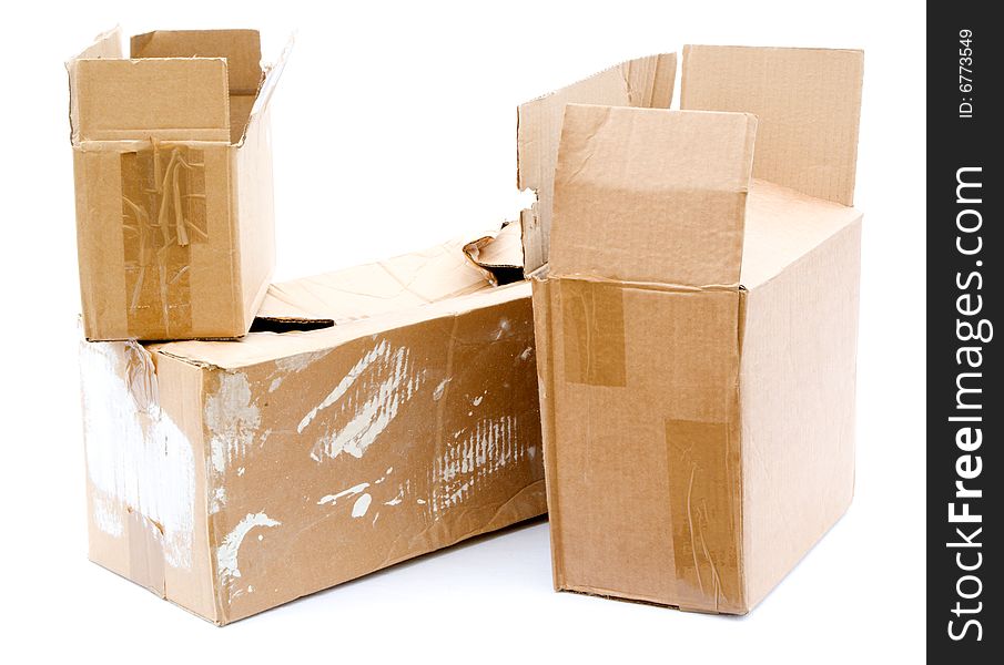 Cardboard boxes isolated on a white background