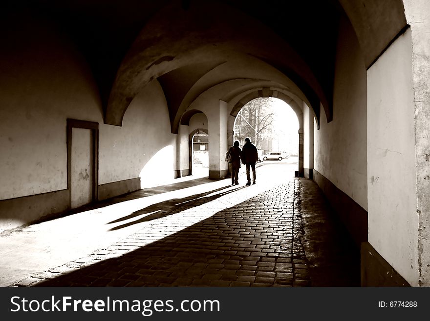 Couple in gate.