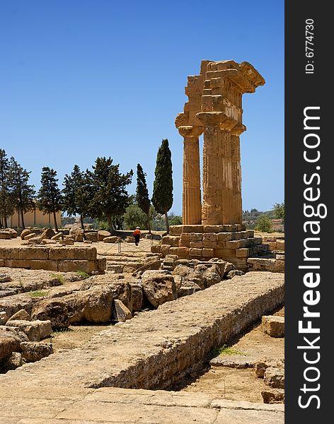 Standing the test of time: Temple of Castor and Pollux (aka Temple of Dioscuri) in Agrigento's Valley of Temple (Sicily, Italy). Standing the test of time: Temple of Castor and Pollux (aka Temple of Dioscuri) in Agrigento's Valley of Temple (Sicily, Italy)