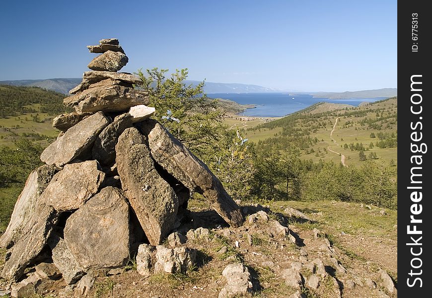 Summer landscape at the Baikal lake in Siberia