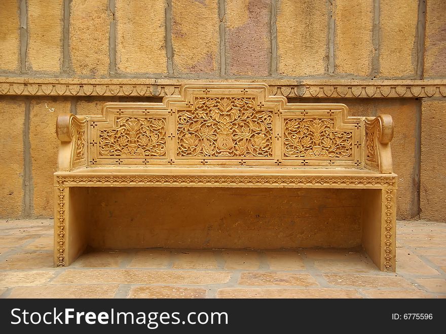 A bench in the fort of Jaisalmer, Rajasthan. A bench in the fort of Jaisalmer, Rajasthan