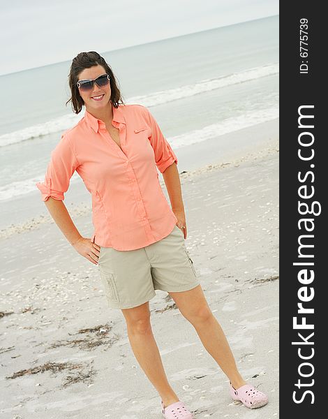 Shot of a brunette at the beach