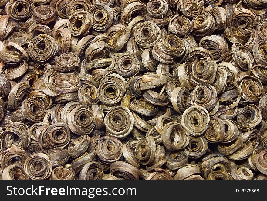 The tea sheets braided in a spiral. The tea sheets braided in a spiral