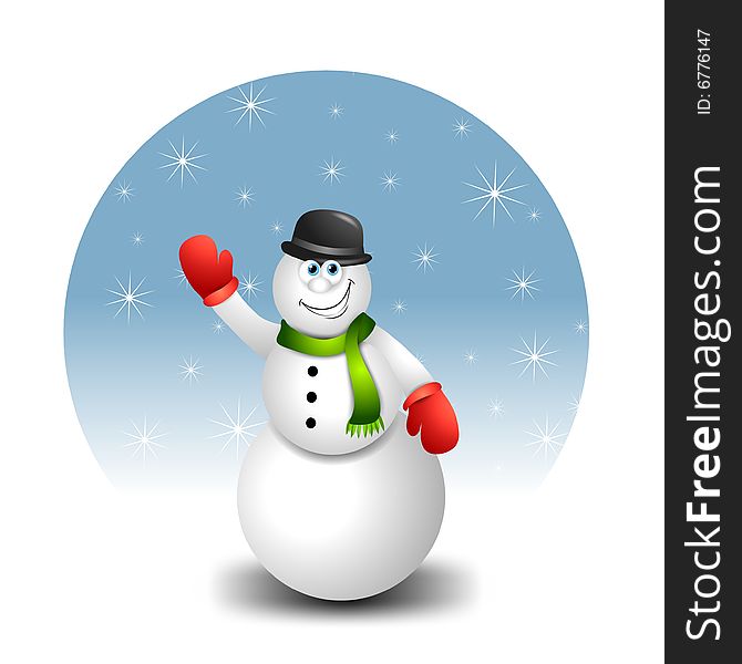 Snowman Waving Cartoon