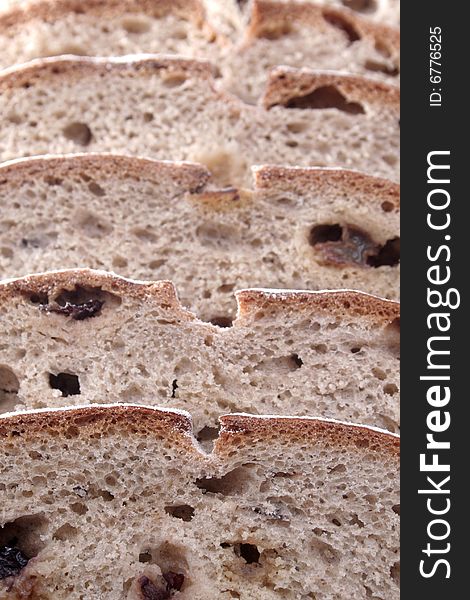Close-up of brown bread slices. Close-up of brown bread slices.