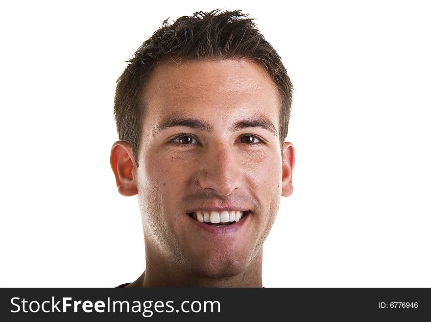 Nice Young Man Closeup Smiling At Camera