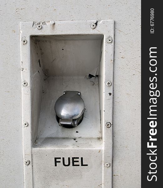 A fuel filler cap on a vehicle
