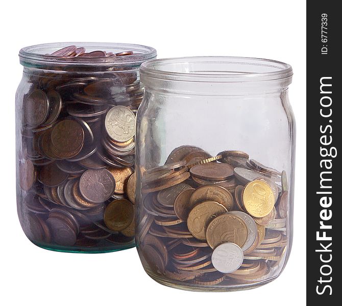 Two Glass Jars With Coins