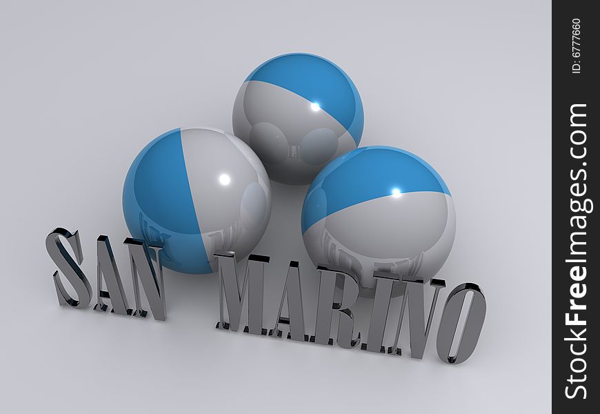 Round Flag of san marino With reflection metal country name. Round Flag of san marino With reflection metal country name