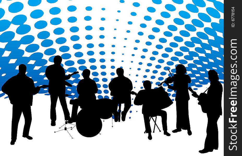 Illustration of musician and abstract. Illustration of musician and abstract