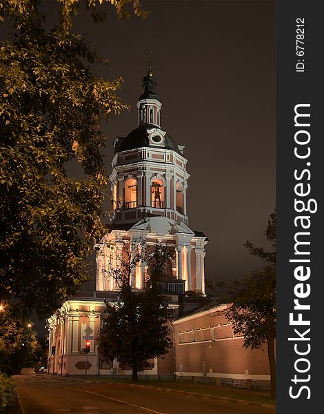 Tower with part of Donskoi monastery wall in Moscow