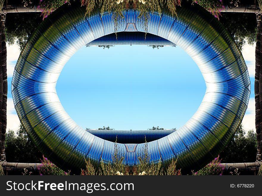 Abstract illustration of pipes against blue sky