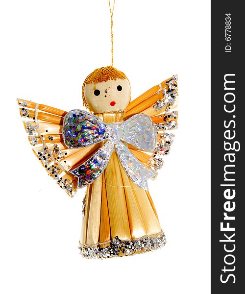 A straw christmas ornament - seasonal decoration - close up. A straw christmas ornament - seasonal decoration - close up