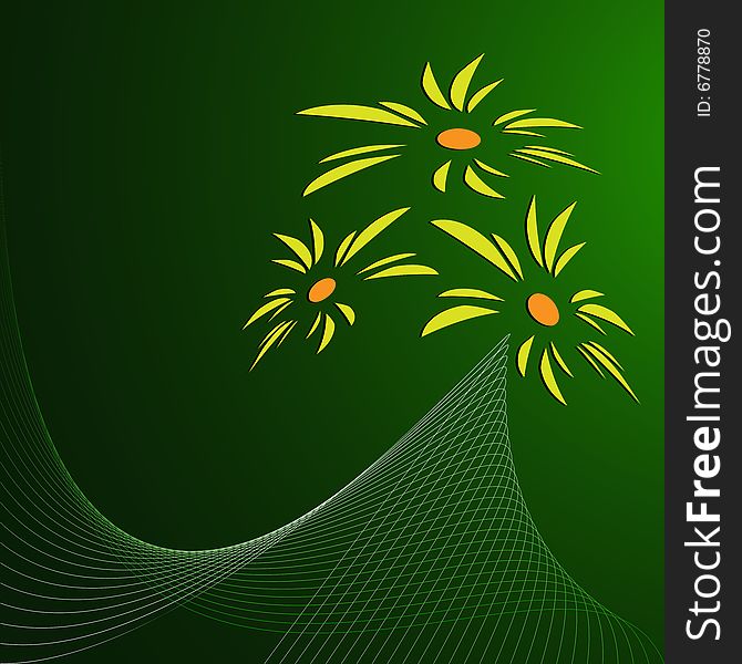 Green and yellow floral banner vector