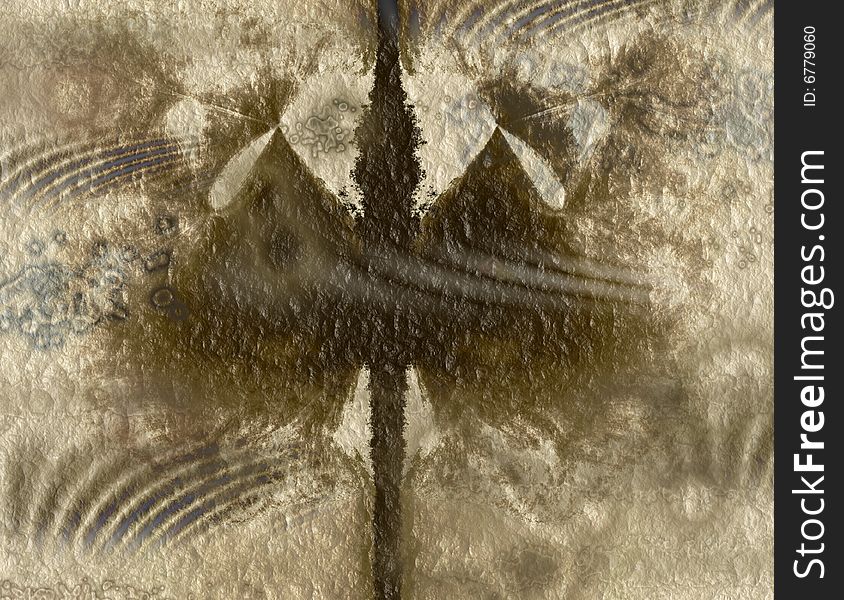 Parchment abstract background with strange pseudo symmetric shape. Parchment abstract background with strange pseudo symmetric shape