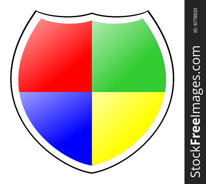 Rainbow shield guard isolated with white background