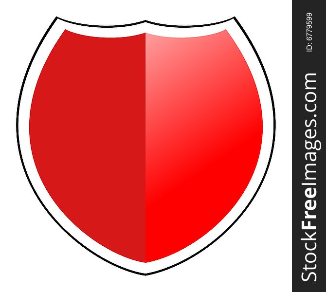 Red shield guard isolated with white background