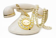 Vintage Phone With Pearls And Clipping Path Stock Images Vintage Phone With Pearls And Clipping Path Stock Images