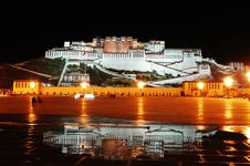 The Mirror Of Potala At Night Stock Photo The Mirror Of Potala At Night Stock Photo