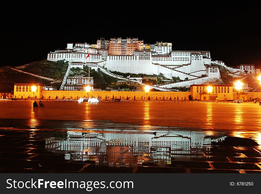 The Potala Palace of Lhasa,Tibet at Night. The Potala Palace of Lhasa,Tibet at Night
