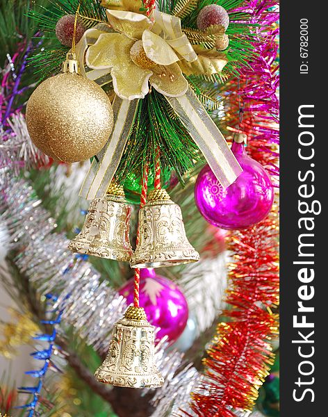 Christmas decorate color balls and ribbon. Christmas decorate color balls and ribbon