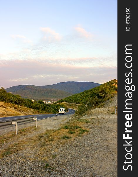 Dangerous mountain road in the North Caucasus, Russia