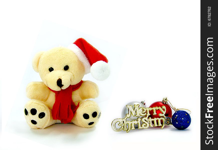 Christmas teddy bear with ornaments