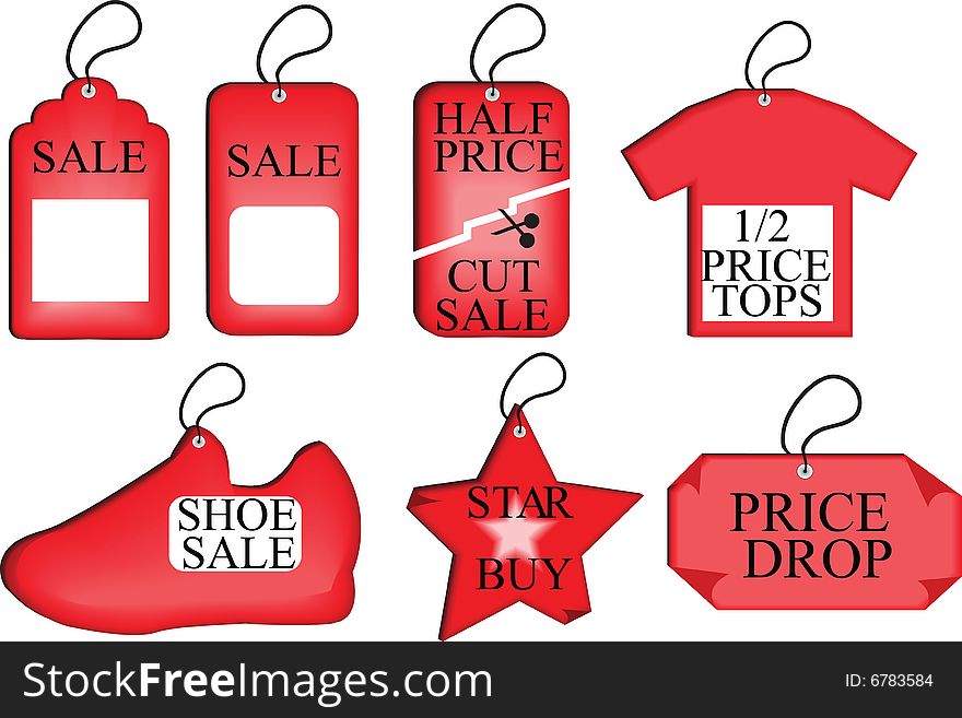 Vector illustration of a set of blank sale tags