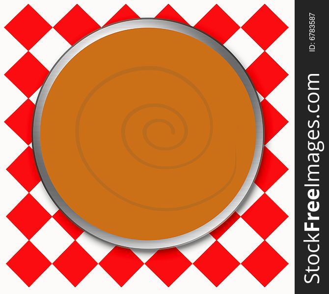 Orange pumpkin pie on red checkered tablecloth. Orange pumpkin pie on red checkered tablecloth