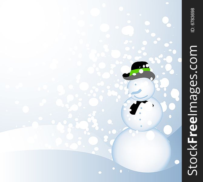 Snowman and snowflakes, vector illustration
