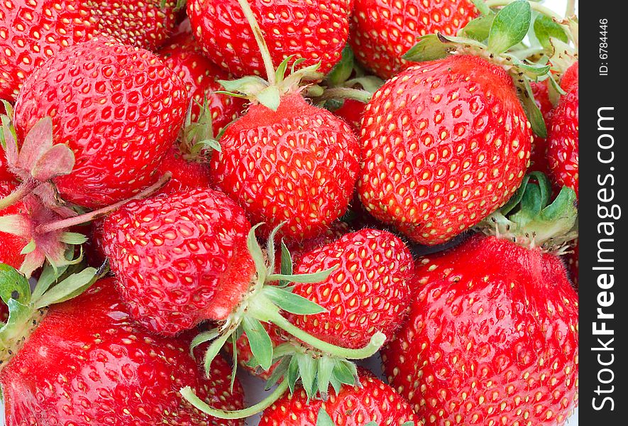 Close-up of red ripe strawberries