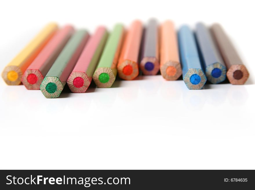 Colorful pencils isolated on white background