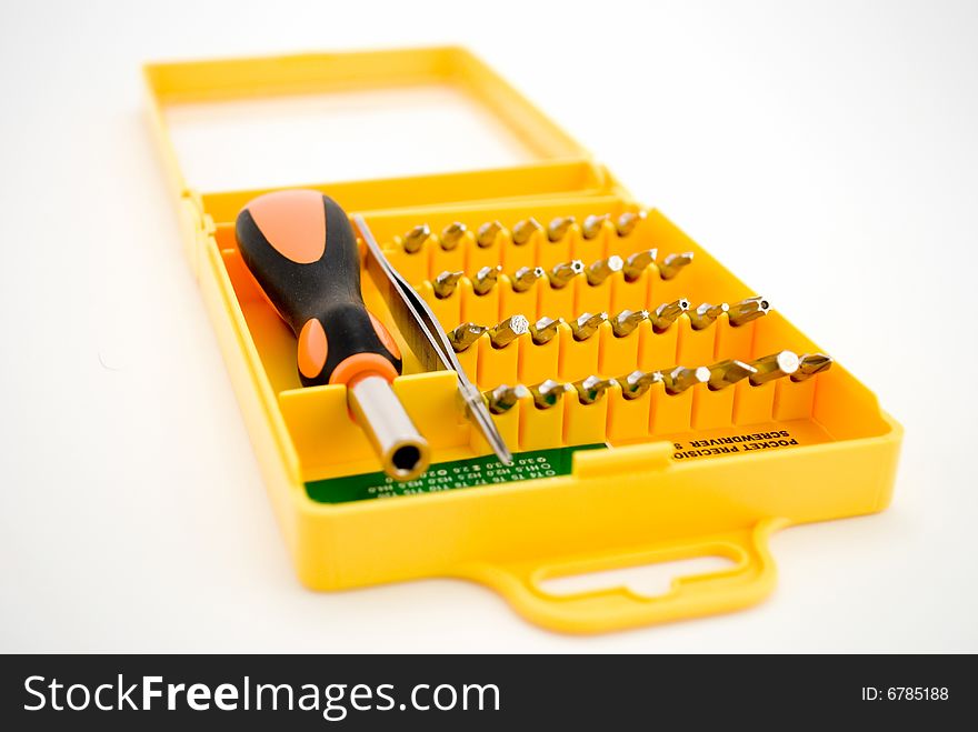 Set of screw-drivers. An orange box