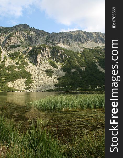 Glacial lake in Rila mountains in Bulgaria