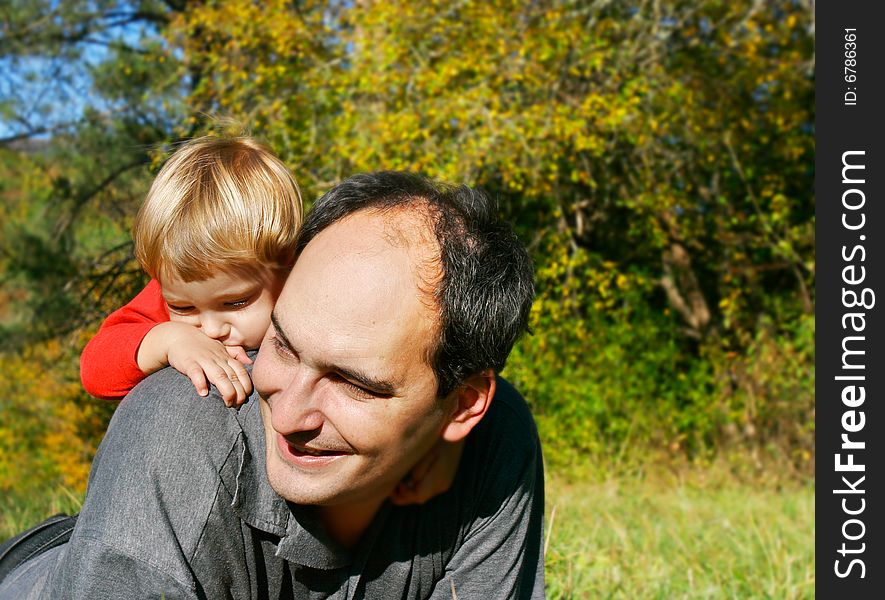 Father and son outdoor portrait