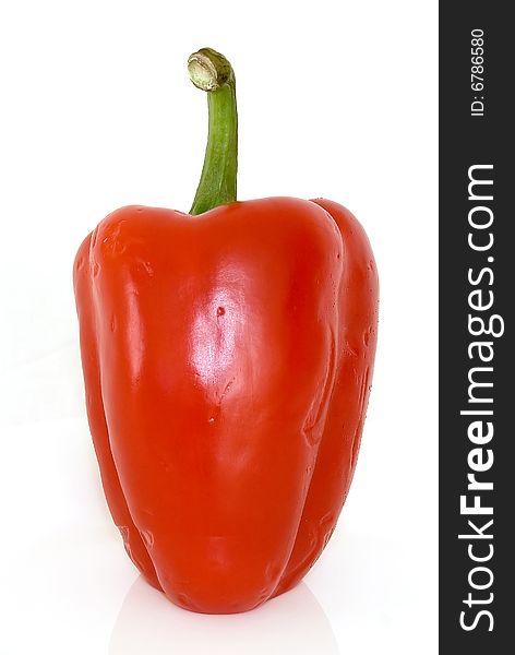 Red paprika on white background