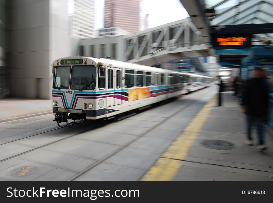 Motion blur photo of fast moving train