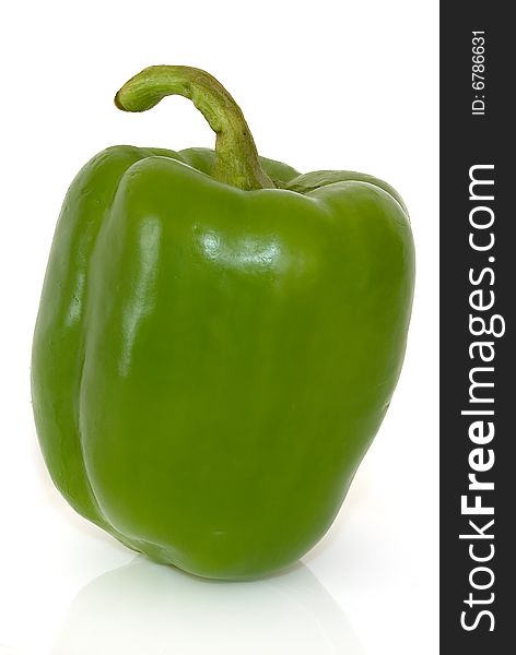 Green paprika on white background
