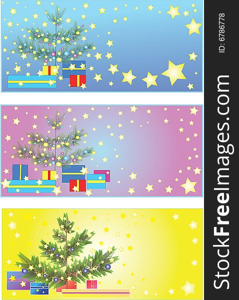 Christmas tree in card, vector illustration
