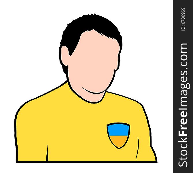 Simple illustration of ucrainian football or soccer player in national suit. Simple illustration of ucrainian football or soccer player in national suit
