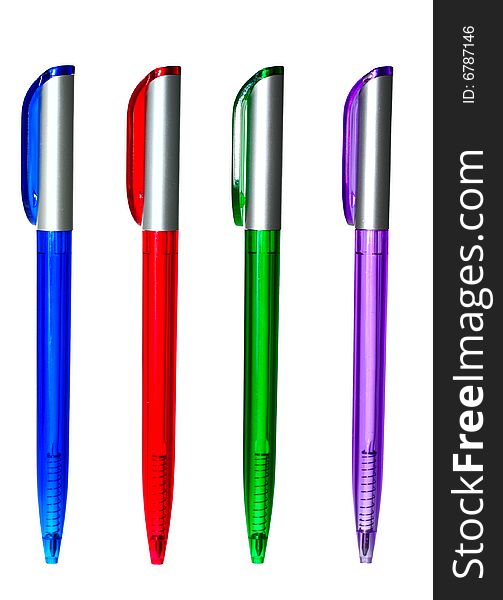 Multi-coloured handles on a white background. Multi-coloured handles on a white background