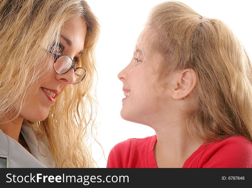 Shot of a mother looking at little girl