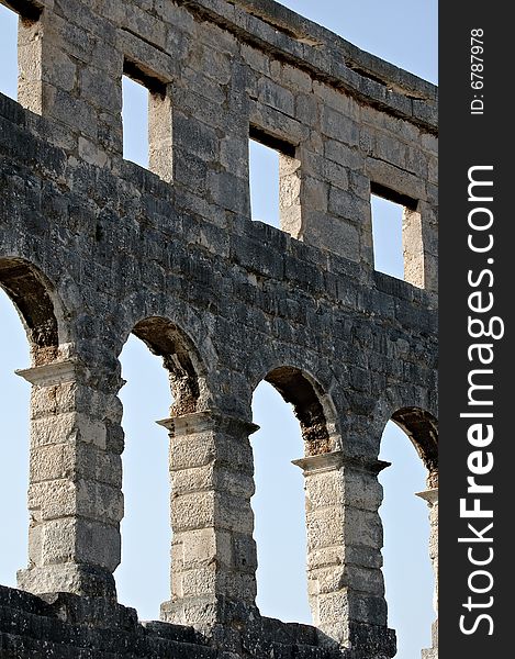 Fragment of ancient Roman amphitheater in Pula. Fragment of ancient Roman amphitheater in Pula