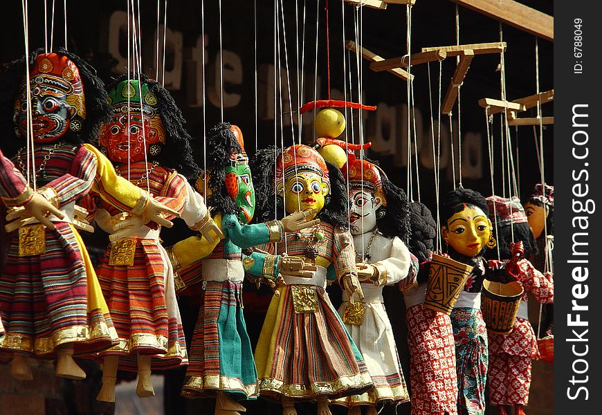 These are nepal puppet in varied god masks. These are nepal puppet in varied god masks