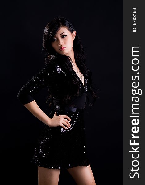 Beautiful asian girl in a beautiful black dress. Beautiful asian girl in a beautiful black dress