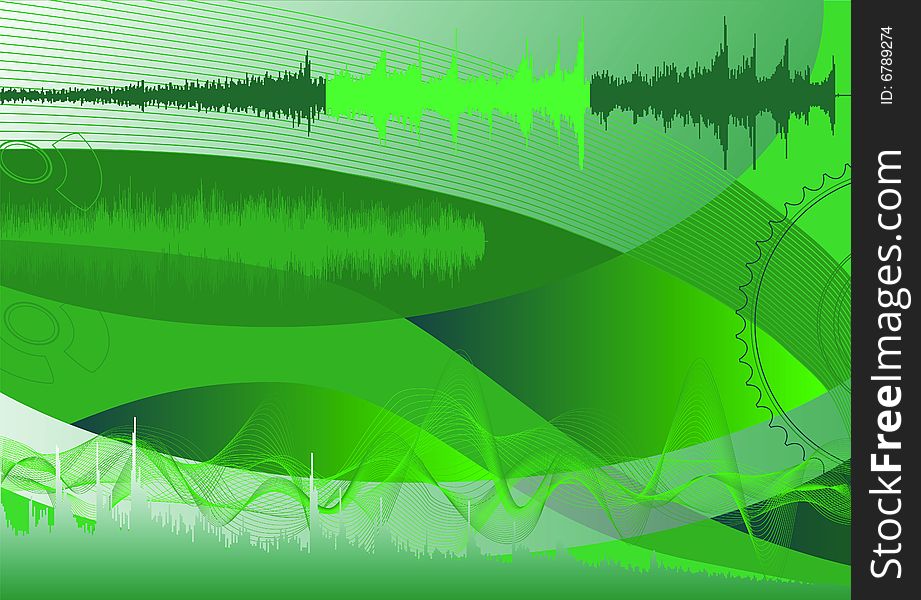 Spectrum analyzer, green abstract background