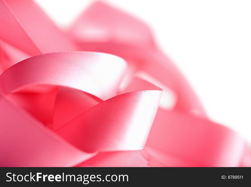 Beautiful pink ribbon isolated on white
